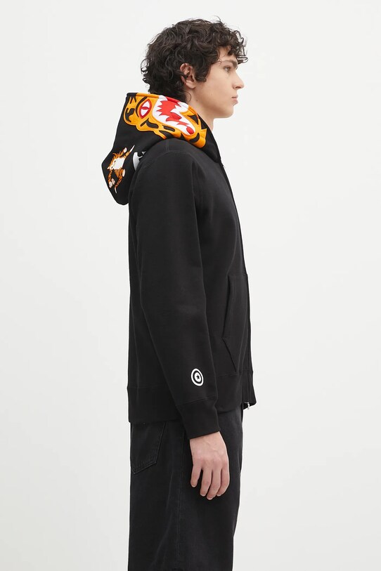 A Bathing Ape hanorac de bumbac Tiger Full Zip negru 1L30115006