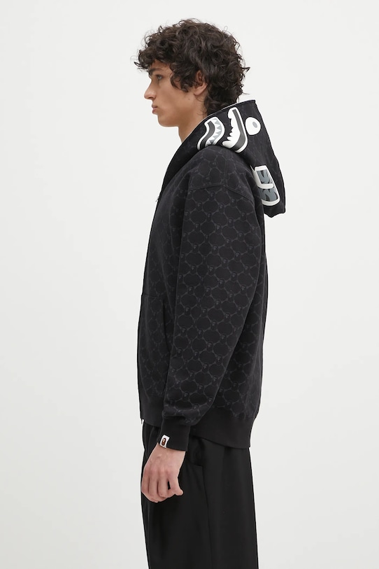 A Bathing Ape cotton sweatshirt College Monogram Relaxed Fit Shark Full 1L30115314 black SS25