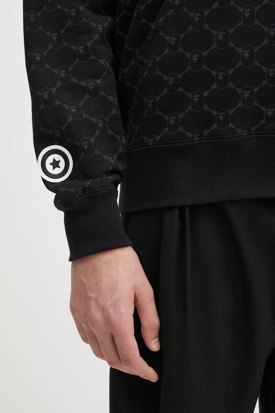 Βαμβακερή μπλούζα A Bathing Ape College Monogram Relaxed Fit Shark Full μαύρο 1L30115314