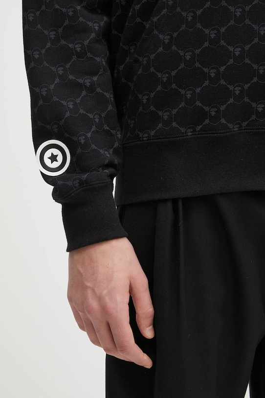 A Bathing Ape cotton sweatshirt College Monogram Relaxed Fit Shark Full black 1L30115314