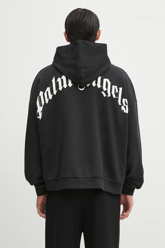 Одяг Бавовняна кофта Palm Angels Back Curved Logo PMBB155S25FLE0041003 чорний