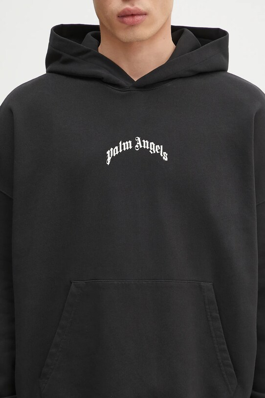 Бавовняна кофта Palm Angels Back Curved Logo чорний PMBB155S25FLE0041003