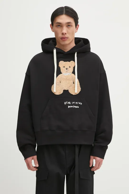 Pamučna dukserica Palm Angels Bear In Mind natpis crna PMBB172S25FLE0011060