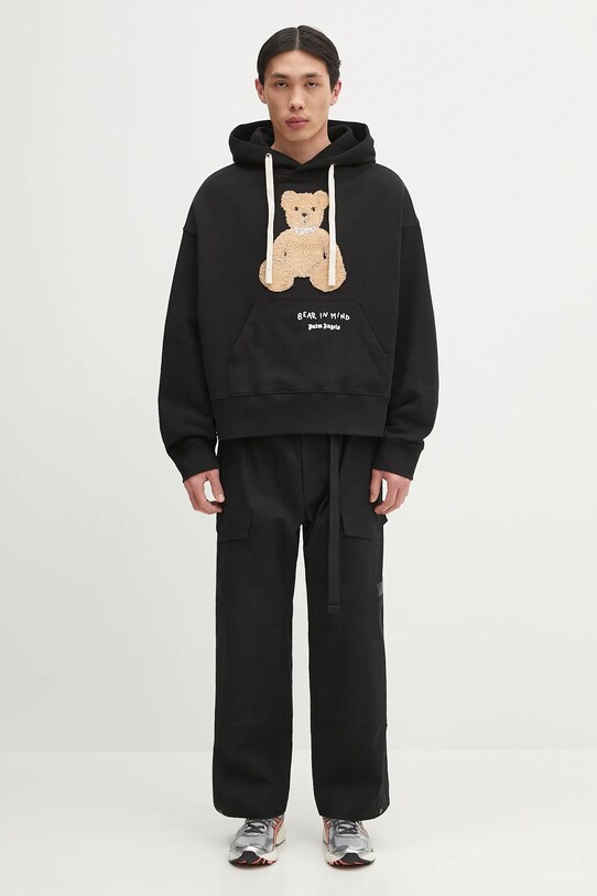 Бавовняна кофта Palm Angels Bear In Mind PMBB172S25FLE0011060 чорний