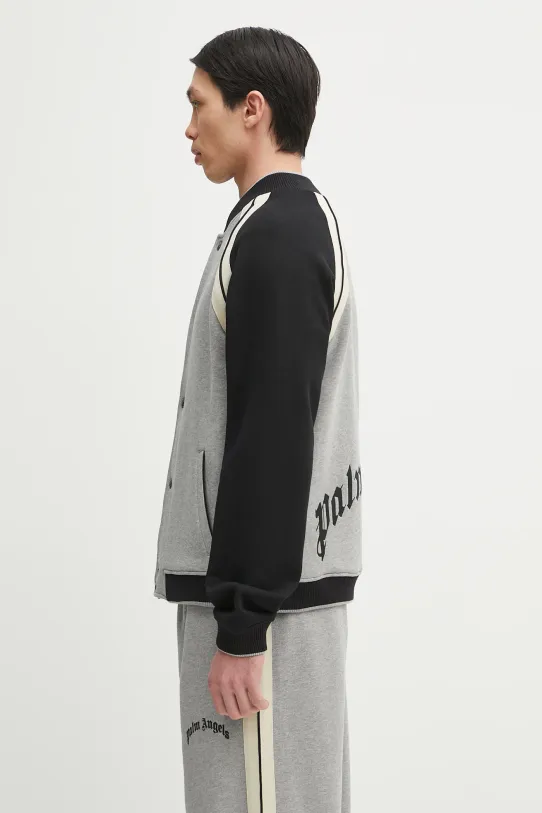 Palm Angels bluza bawełniana Curved Logo Track Varsity PMEK010S25FAB0010810 szary SS25