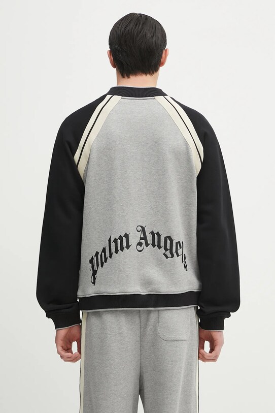Ρούχα Βαμβακερή μπλούζα Palm Angels Curved Logo Track Varsity PMEK010S25FAB0010810 γκρί