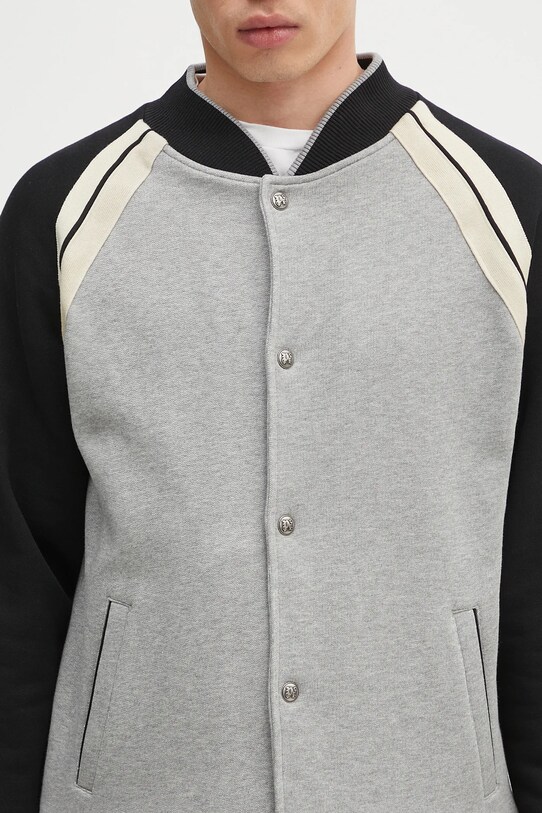 Βαμβακερή μπλούζα Palm Angels Curved Logo Track Varsity γκρί PMEK010S25FAB0010810