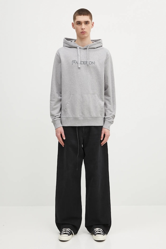 Памучен суичър JW Anderson Logo Embroidery JW0214.PG1632.907 сив
