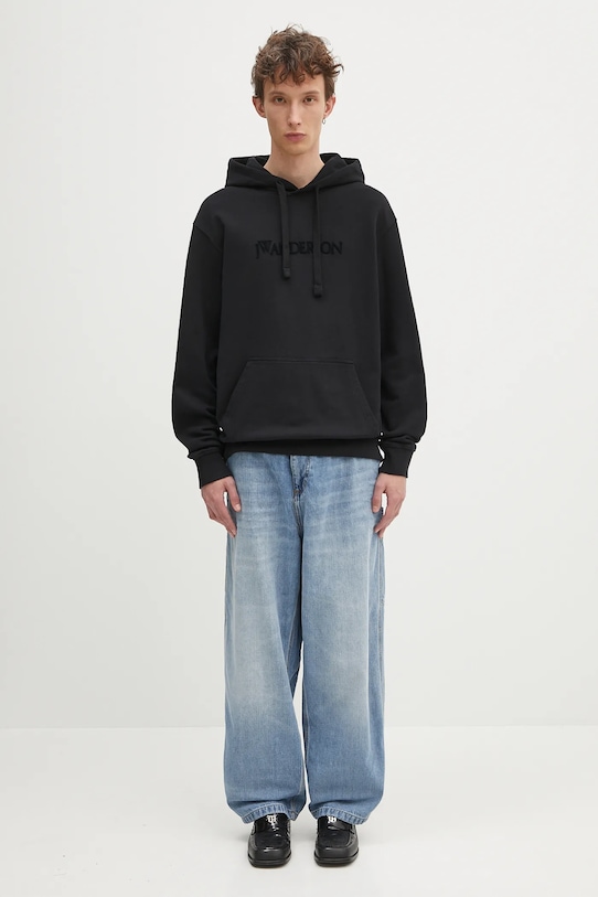 Pamučna dukserica JW Anderson Logo Embroidery JW0214.PG1632.999 crna