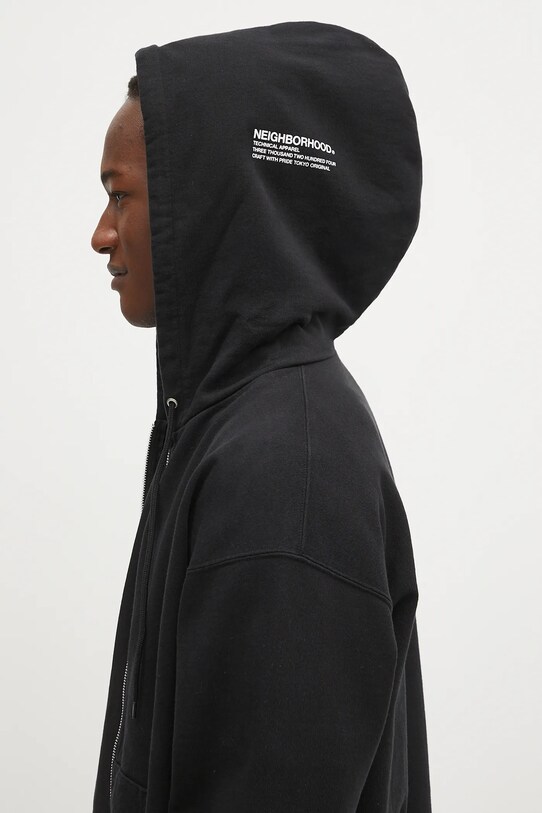NEIGHBORHOOD bluza bawełniana Classic Sweat Zip Hoodie Ls czarny 242FPNH.CSM05