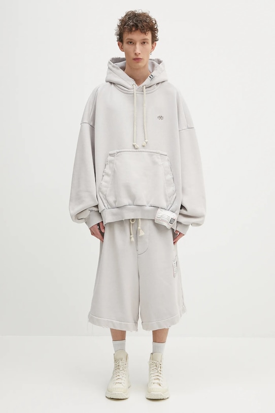 Хлопковая кофта Maison MIHARA YASUHIRO Amateur Sewn Wide Back Hoodie A14HD522 серый