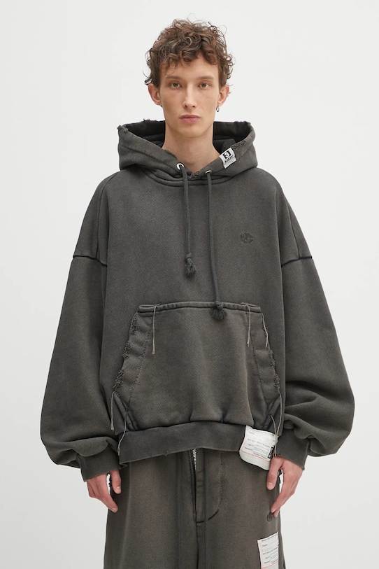 Bavlnená mikina Maison MIHARA YASUHIRO Amateur Sewn Wide Back Hoodie jednofarebný sivá A14HD522