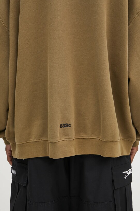 032C cotton sweatshirt 'No Fun' green S25.URC.0522.450