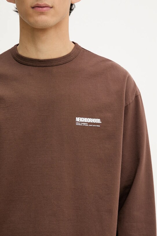NEIGHBORHOOD bluza bawełniana Classic Crewneck Ls brązowy 251FPNH.CSM03