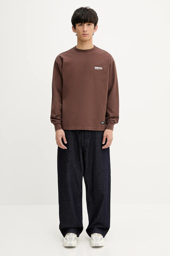 NEIGHBORHOOD bluza bawełniana Classic Crewneck Ls 251FPNH.CSM03 brązowy
