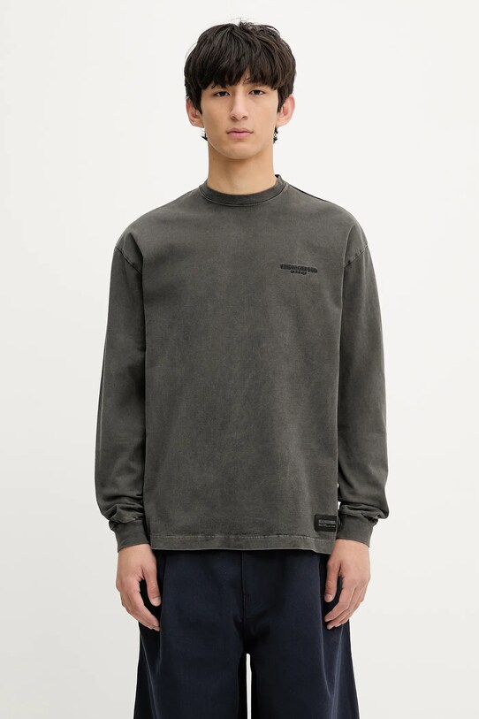 NEIGHBORHOOD longsleeve bawełniany Pigment Dyed Crewneck Ls okrągły szary 251FPNH.CSM12