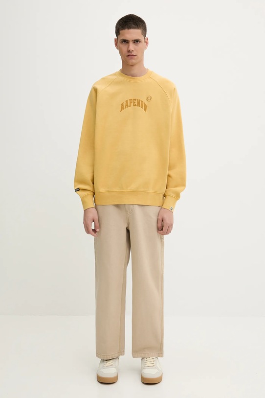 AAPE cotton sweatshirt Now Crew Neck AAPSWMB320XXN yellow