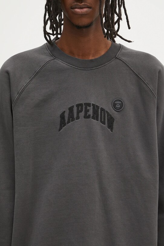 AAPE bluza bawełniana Now Crew Neck czarny AAPSWMB320XXN