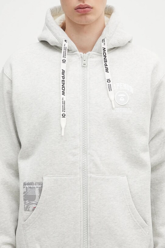 Mikina AAPE Now Zip Up šedá AAPSWMB332XAN