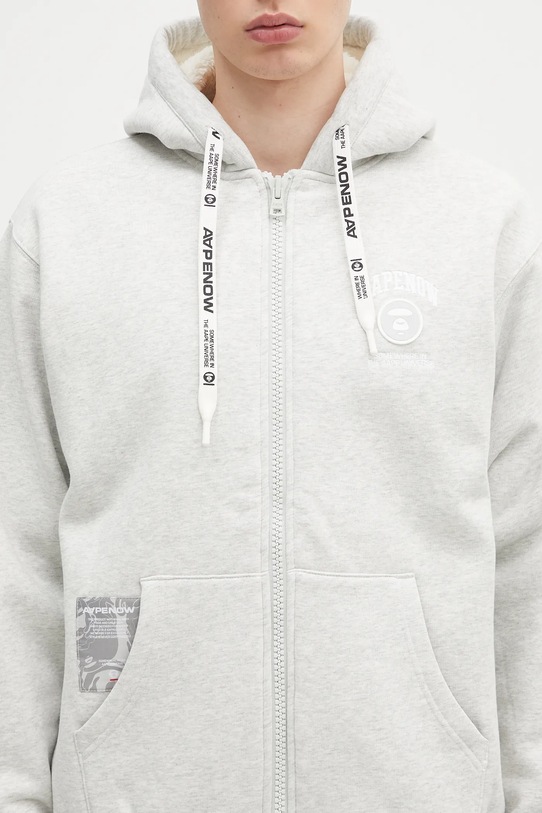 AAPE sweatshirt Now Zip Up gray AAPSWMB332XAN