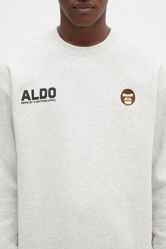 AAPE bluză Aaper Crew Neck gri AAPSWMB377XAN