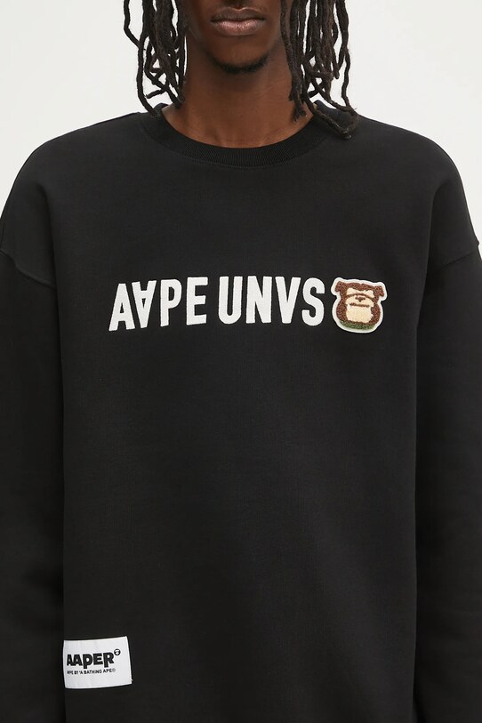 Суичър AAPE Aaper Crew Neck черен AAPSWMB379XXN