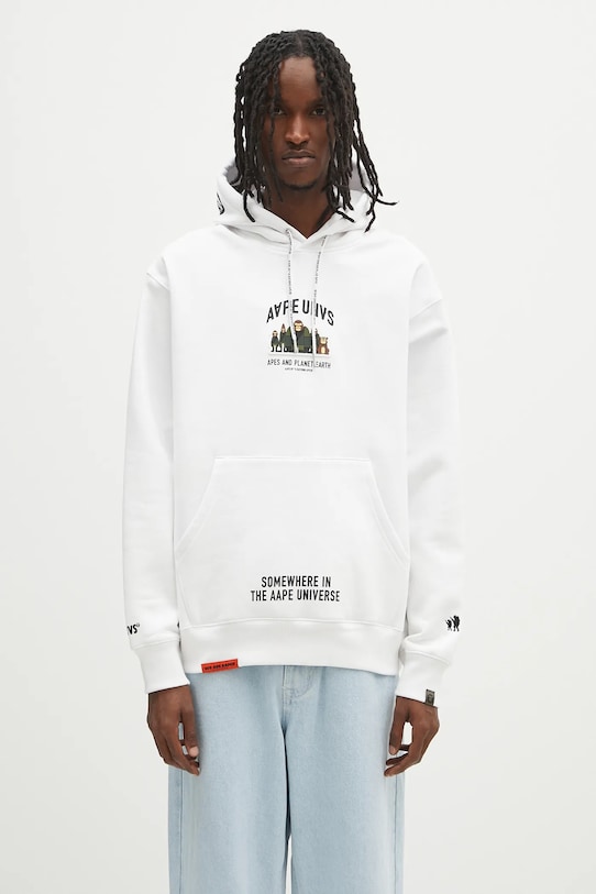 Dukserica AAPE Aaper natpis bijela AAPSWMB378XXN