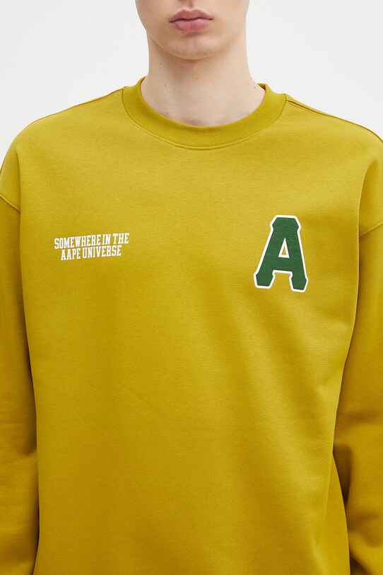 AAPE bluza Basic Crew Neck zielony AAPSWMB336XXN