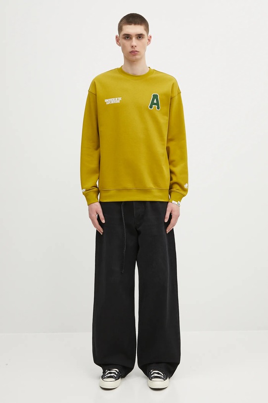 AAPE bluză Basic Crew Neck AAPSWMB336XXN verde