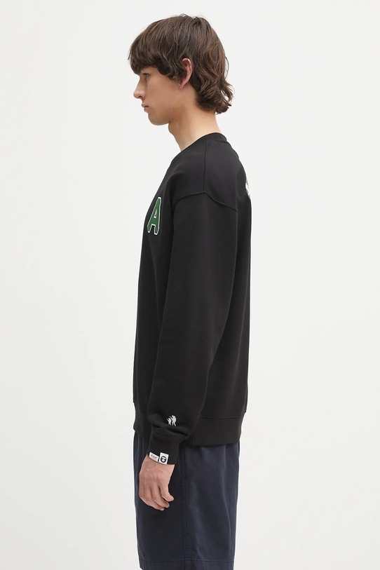 AAPE bluză Basic Crew Neck AAPSWMB336XXN negru SS25