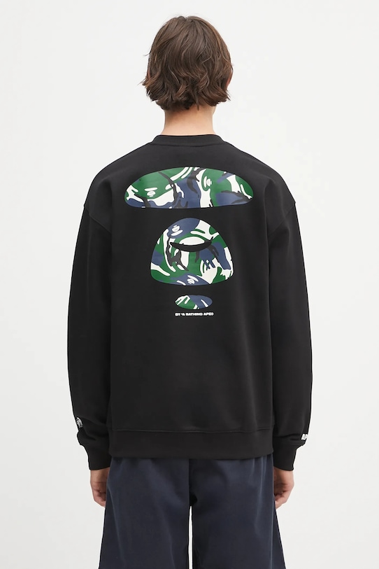 Îmbrăcăminte AAPE bluză Basic Crew Neck AAPSWMB336XXN negru