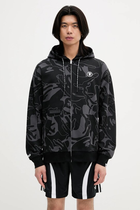 Mikina AAPE Now Zip Up vzorovaný čierna AAPSWMB326XXN