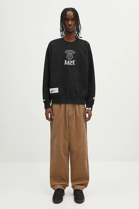 AAPE bluză Main Crew Neck AAPSWMB385XXN negru