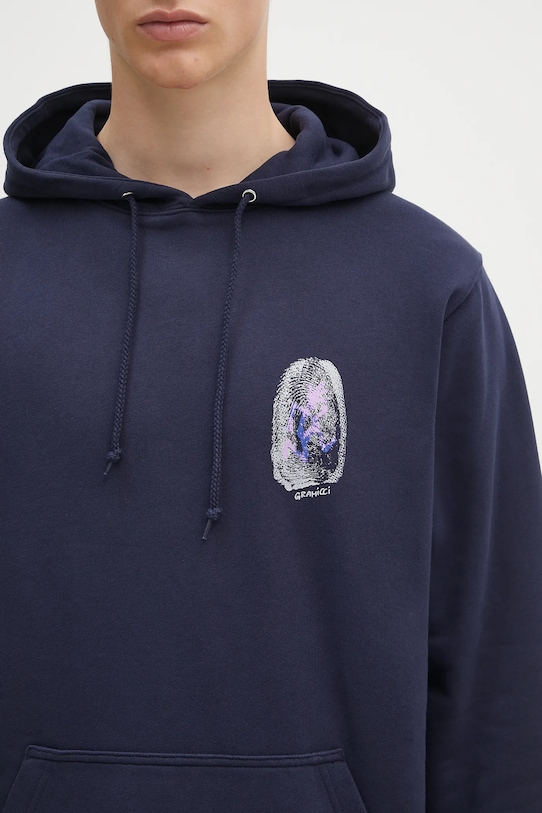 Бавовняна кофта Gramicci Thumbprint Hooded Sweatshirt темно-синій G5SU.J109