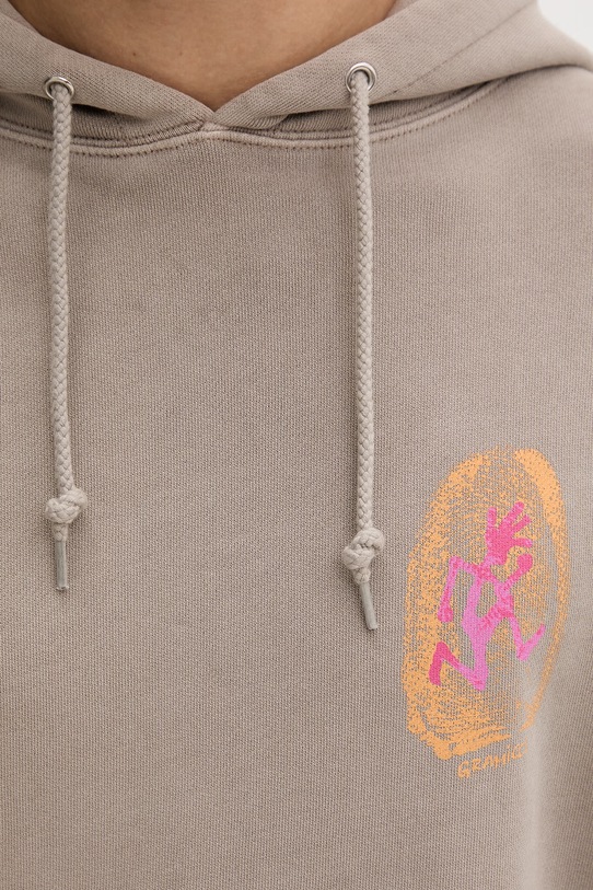 Gramicci μπλούζα ανδρική βαμβακερή Thumbprint Hooded Sweatshirt G5SU.J109 μπεζ
