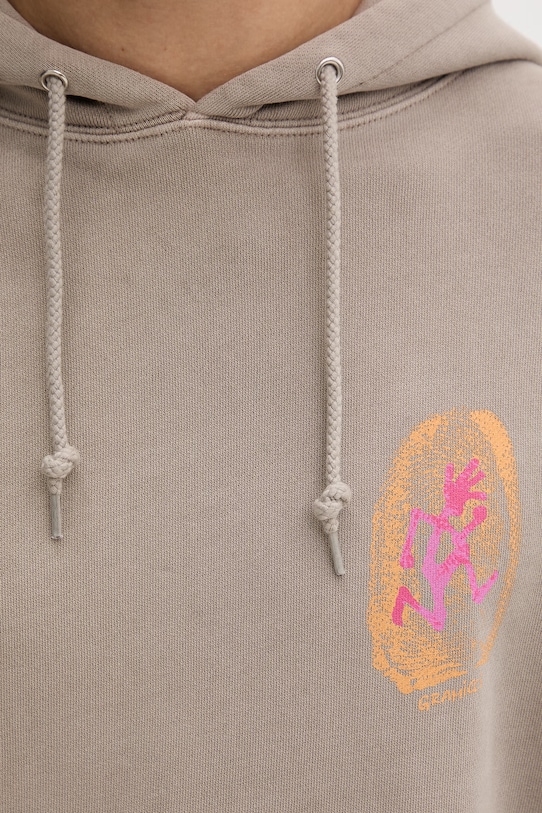 Gramicci μπλούζα ανδρική βαμβακερή Thumbprint Hooded Sweatshirt G5SU.J109 μπεζ