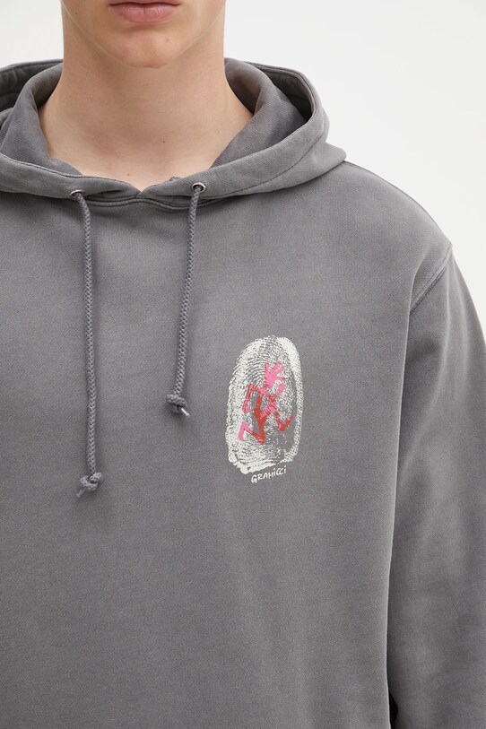 Βαμβακερή μπλούζα Gramicci Thumbprint Hooded Sweatshirt γκρί G5SU.J109