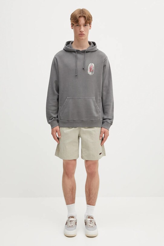 Βαμβακερή μπλούζα Gramicci Thumbprint Hooded Sweatshirt G5SU.J109 γκρί