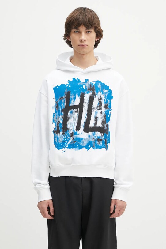 Бавовняна кофта Helmut Lang SCRIBBLE.H1.LIGHT.CT надрук білий P02HM513