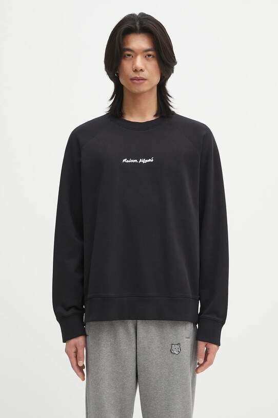 Bavlněná mikina Maison Kitsuné Maison Kitsune Embroidery Oversize nášivka černá OM00309KM0001