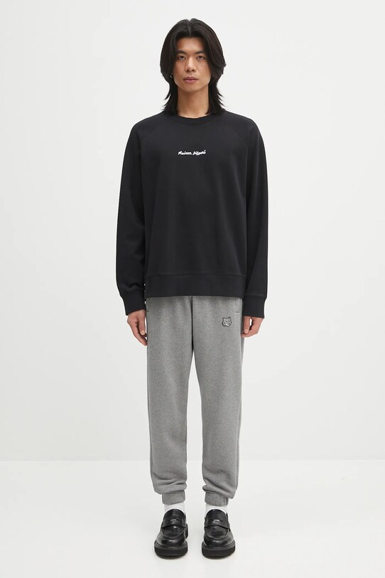 Pamučna dukserica Maison Kitsuné Maison Kitsune Embroidery Oversize OM00309KM0001 crna