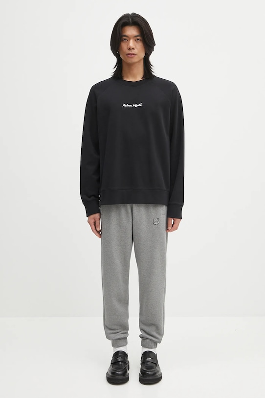 Bavlněná mikina Maison Kitsuné Maison Kitsune Embroidery Oversize OM00309KM0001 černá