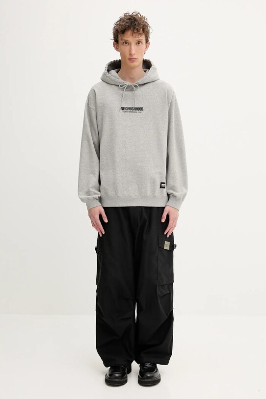 Хлопковая кофта NEIGHBORHOOD SOLID SWEAT 251UWNH.CSM04 серый