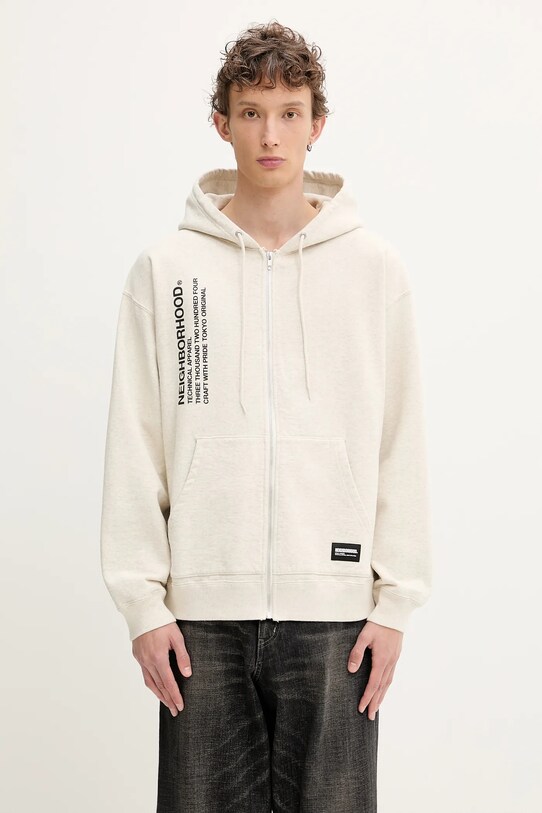 NEIGHBORHOOD bluza bawełniana SOLID SWEAT ZIP nadruk szary 251UWNH.CSM05
