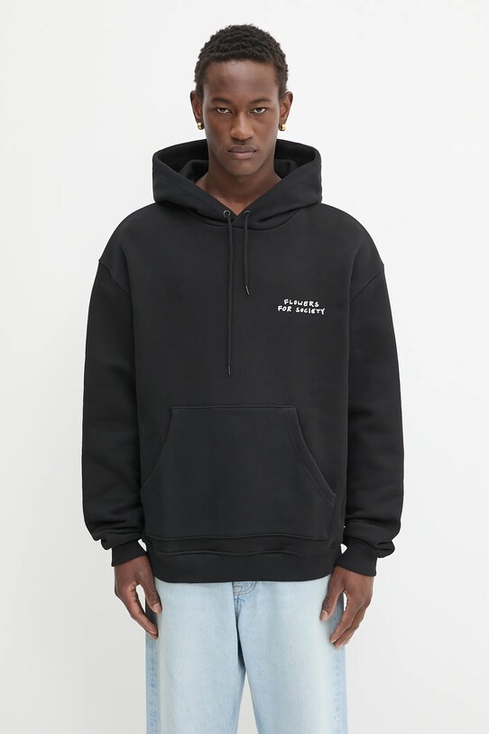 Flowers for Society bluza bawełniana Handshake Hoodie z kapturem czarny FFSAPP130