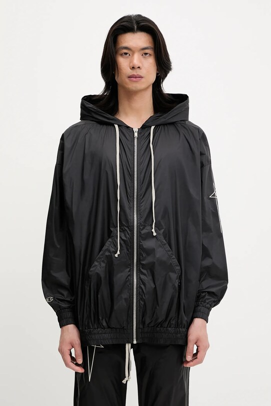 Mikina Rick Owens DRKSHDW Woven - Jumbo Jason S Hoodie 221661 hladký černá CM01E1661.CHNY