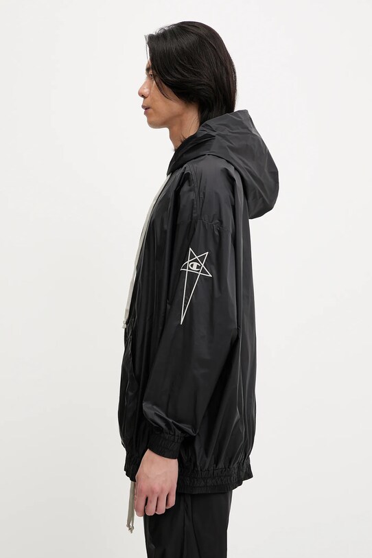 Mikina Rick Owens DRKSHDW Woven - Jumbo Jason S Hoodie 221661 CM01E1661.CHNY černá SS25