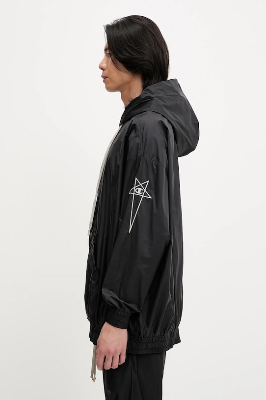 Rick Owens DRKSHDW bluza Woven - Jumbo Jason S Hoodie 221661 CM01E1661.CHNY czarny SS25