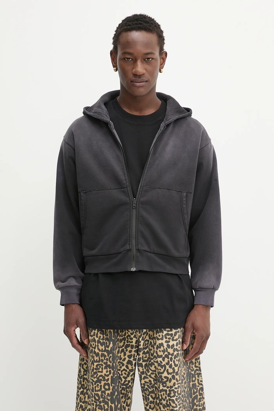1017 ALYX 9SM bluza dwustronna bawełniana Garment dye reversible zip-up z kapturem czarny AAMSW0241FA01