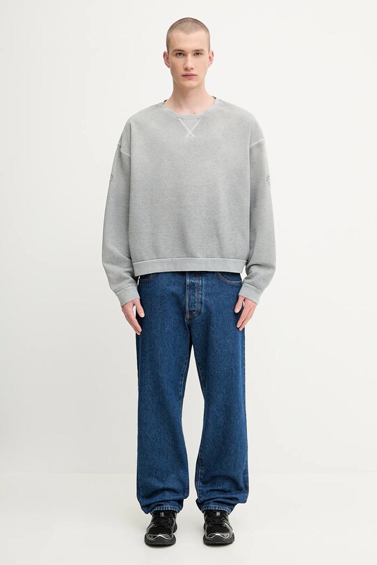 1017 ALYX 9SM bluza bawełniana Garment dye boxy crewneck AAMSW0243FA01 szary